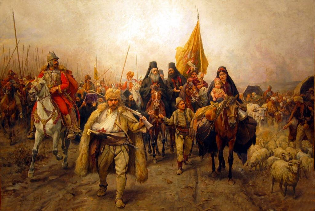 Paja Jovanović (1859–1957), La migration des Serbes (1690), huile sur toile, 1896, Pančevo Museum.