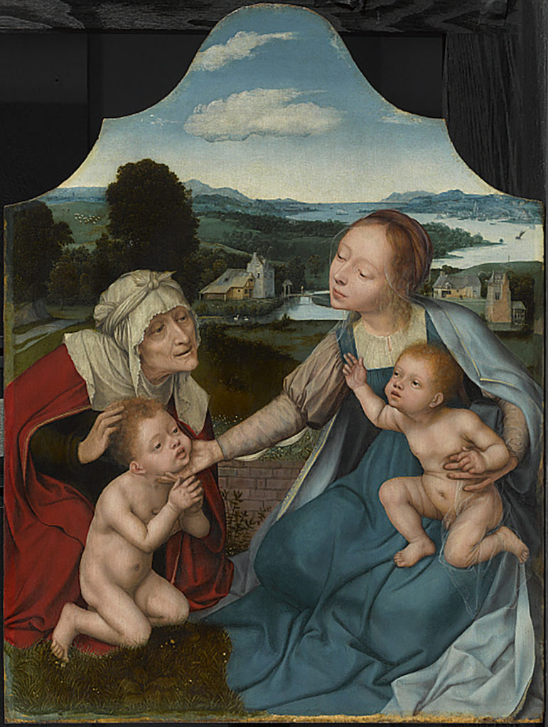 Vierge à l'enfant avec Sainte Elizabeth et Saint Jean-Baptiste, c. 1520–25, Huile sur bois, 63 x 48.2 cm Clark Art Institute